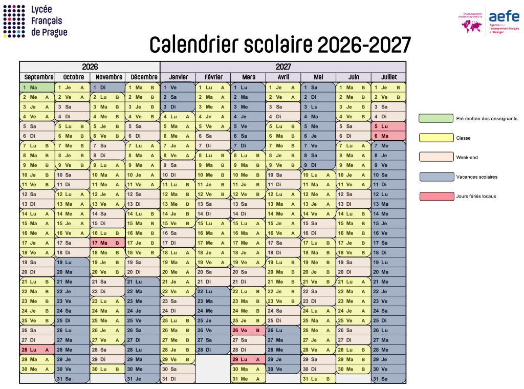 Calendrier Scolaire 2026 2027 Lyc e Fran ais De Prague